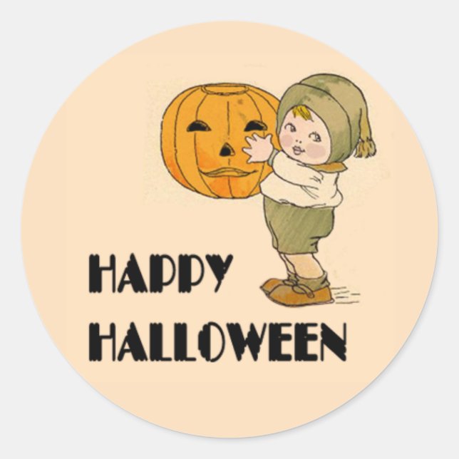 Sticker Rond Belle art d'Halloween Vintage (Devant)