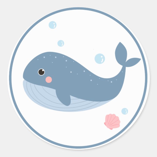 Sticker Rond Belle Baleine à vie marine Scrapbooking (Devant)