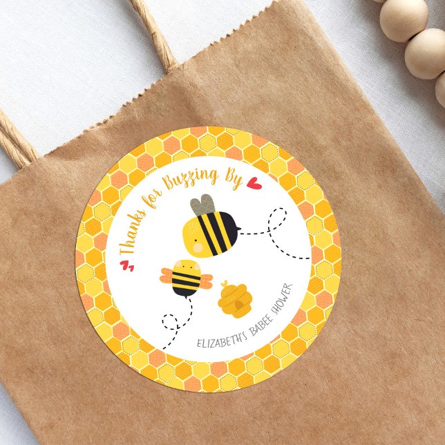 Sticker Rond Belle Bee Merci pour le Baby shower Buzzing By Kaw (Créateur téléchargé)