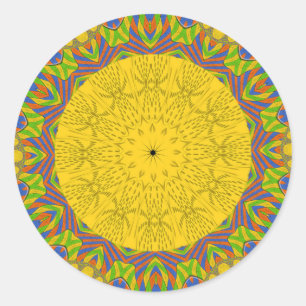Sticker Rond Belle belle africaine Golden Yellow Tribal art