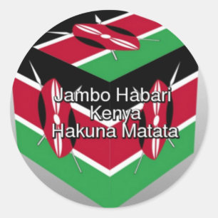 Sticker Rond Belle Belle Cube Kenyane Drapeau avec salutation