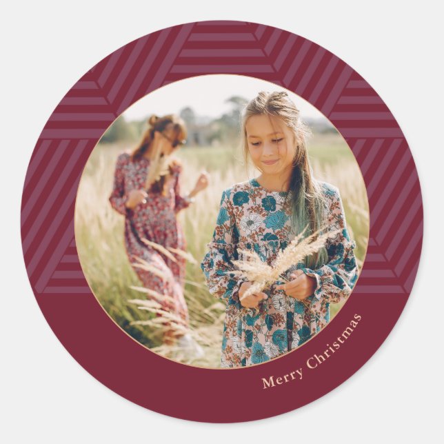 Sticker Rond Belle Berry Photo géométrique Noël (Devant)