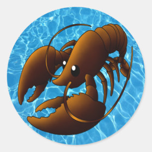 Sticker Rond Belle caricature de homard orange