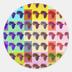 Sticker Rond Belle carte africaine À damiers Pap art ethnique