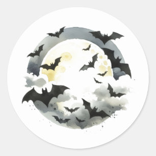 Sticker Rond Belle chauve-souris Halloween