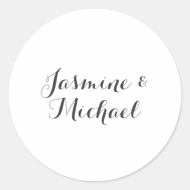 Sticker Rond Belle Chic Calligraphie Couple Noms (Devant)