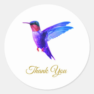 Sticker Rond Belle colibri & Merci or