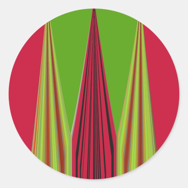 Sticker Rond Belle conception d'art fractal jaune rouge (Devant)