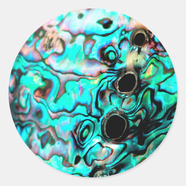 Sticker Rond Belle coquille d'ormeau turquoise (Devant)