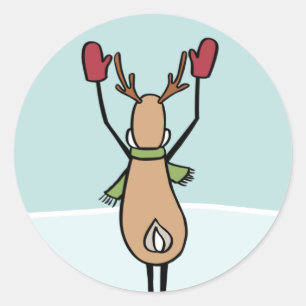 Sticker Rond Belle Dancing Reindee - Noël