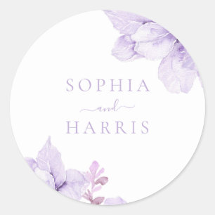 Sticker Rond Belle Élégance Mariage Floral violet