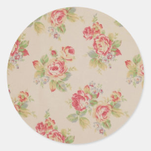 Sticker Rond Belle élégante girly vintage motif floral