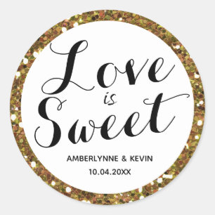 Sticker Rond Belle étincelle Or L'amour est doux