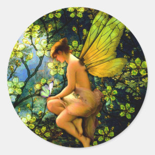 Sticker Rond Belle Fée Vintage