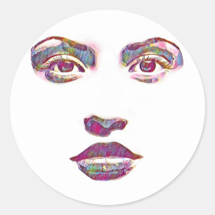 Sticker Rond belle femme abstraite face maquillage beauté art