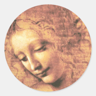 Sticker Rond Belle Femme de Léonard de Vinci