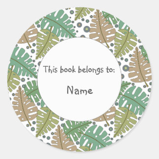 Sticker Rond Belle feuille abstraite et conception de farn