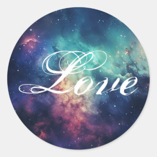 Sticker Rond Belle Galaxie Céleste Sous les étoiles Aimer