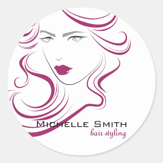 Sticker Rond Belle icône fille cheveux violet cheveux coiffure  (Devant)
