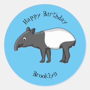 Sticker Rond Belle illustration de tapir de dessin animé