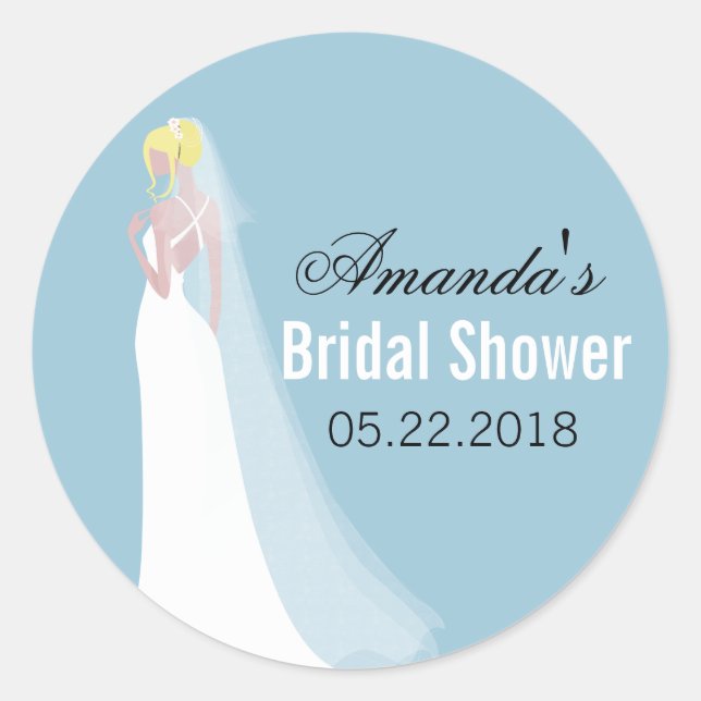Sticker Rond Belle mariée Blonde Fête des mariées personnalisée (Devant)