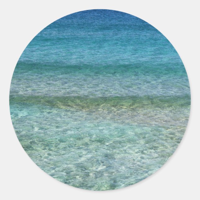 Sticker Rond Belle mer des Caraïbes calme (Devant)
