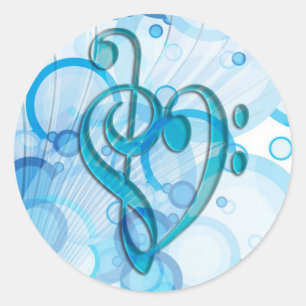 Sticker Rond Belle musique cool prend des notes en coeur