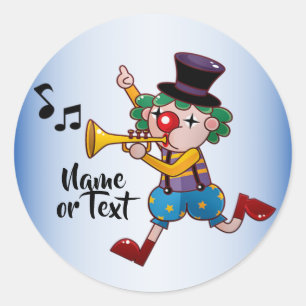 Sticker Rond Belle musique de cirque clown