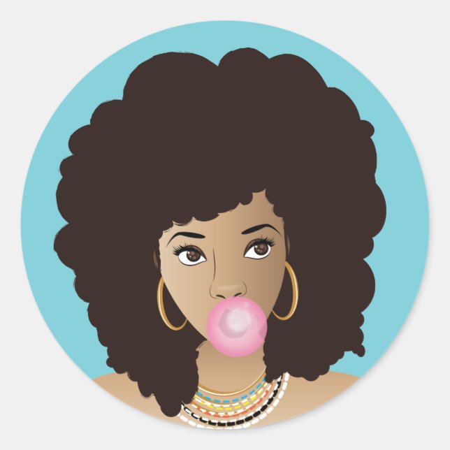 Sticker Rond Belle Naturelle Pink Bubblegum, Bleu (Devant)