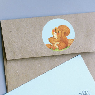 Sticker Rond Belle noix d'écureuil adorable