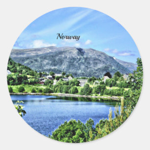 Sticker Rond Belle Norvège, paysage pittoresque