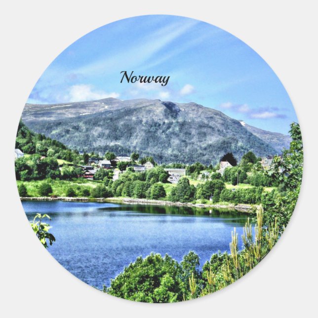 Sticker Rond Belle Norvège, paysage pittoresque (Devant)