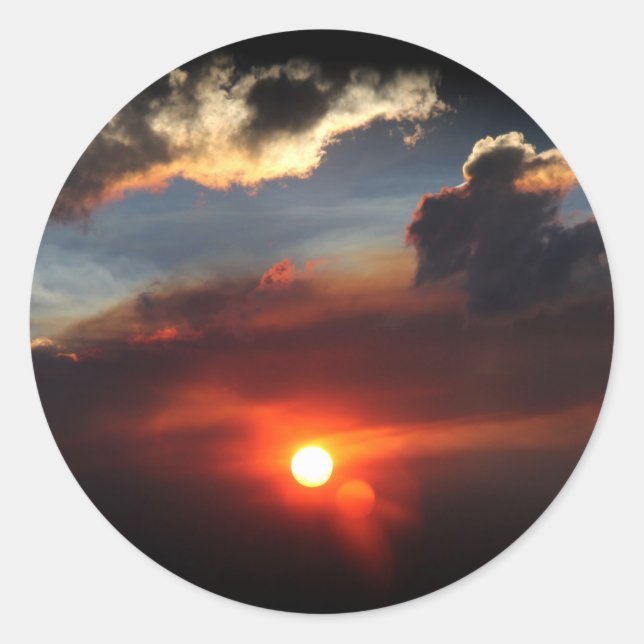 Sticker Rond belle photo de coucher de soleil (Devant)