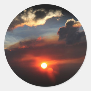 Sticker Rond belle photo de coucher de soleil enfumé