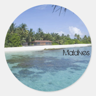 Sticker Rond Belle plage aux Maldives