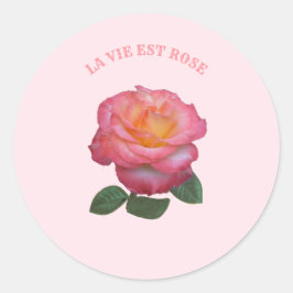 Sticker Rond Belle Rose Rose