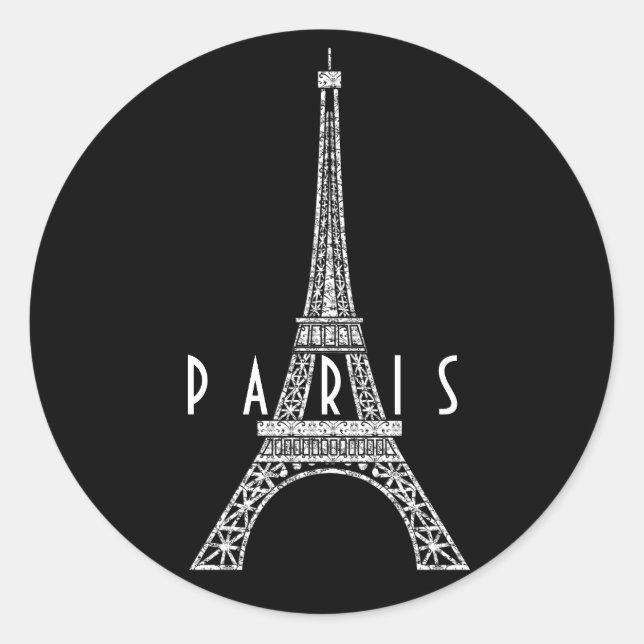Sticker Rond Belle tour blanche France Paris Eiffel (Devant)
