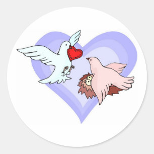 Sticker Rond Belles colombes Mariages