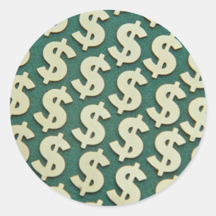 Sticker Rond Belles écriteaux or dollar