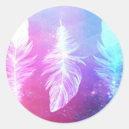 Sticker Rond Belles plumes dans l'espace