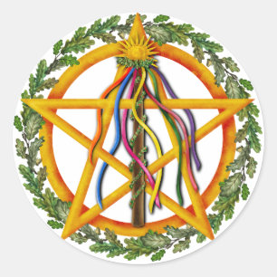 Sticker Rond Beltane Star Wiccan Holiday Maypole