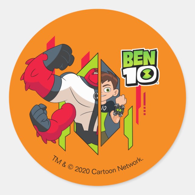 Sticker Rond Ben 10 Transformation de l'ADN à quatre armes (Devant)