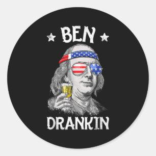 Sticker Rond Ben Drankin 4 juillet Benjamin Franklin Men