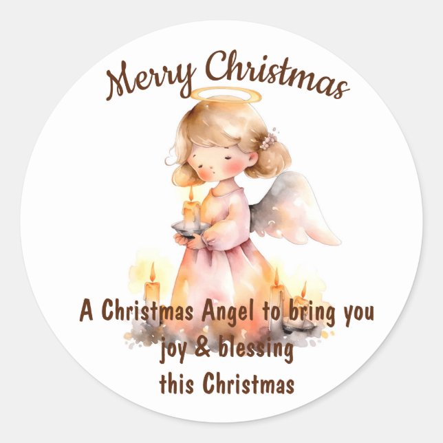 Sticker Rond Bénédiction de l'ange de Noël (Devant)