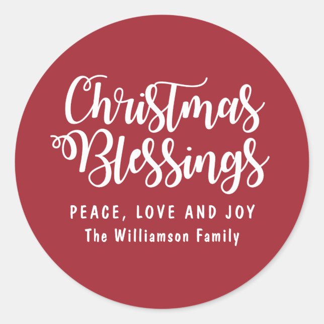 Sticker Rond Bénédiction de Noël personnalisée Argent et blanc (Devant)