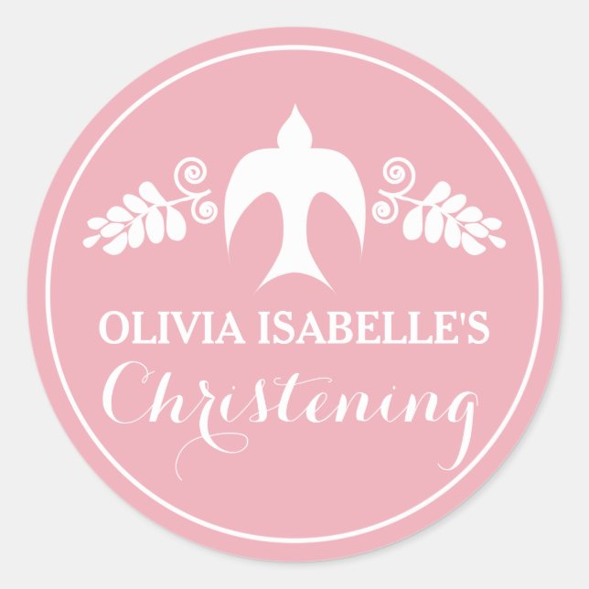 Sticker Rond Bénédiction pour bébé fille Christening Invitation (Devant)