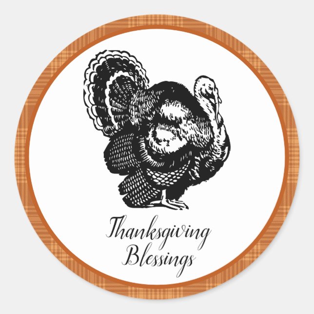 Sticker Rond Bénédiction Thanksgiving Elégante (Devant)