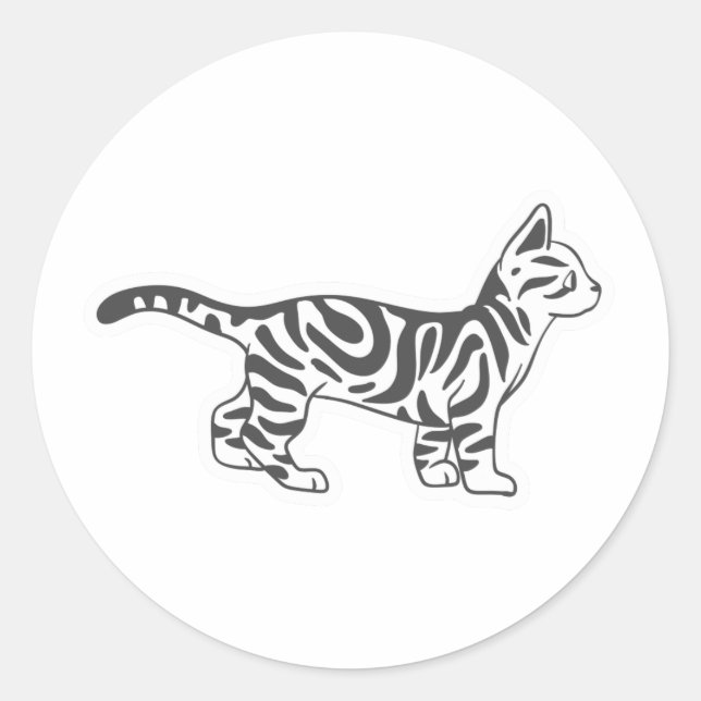 Sticker Rond Bengal cat debout - Choisir la couleur arrière - p (Devant)