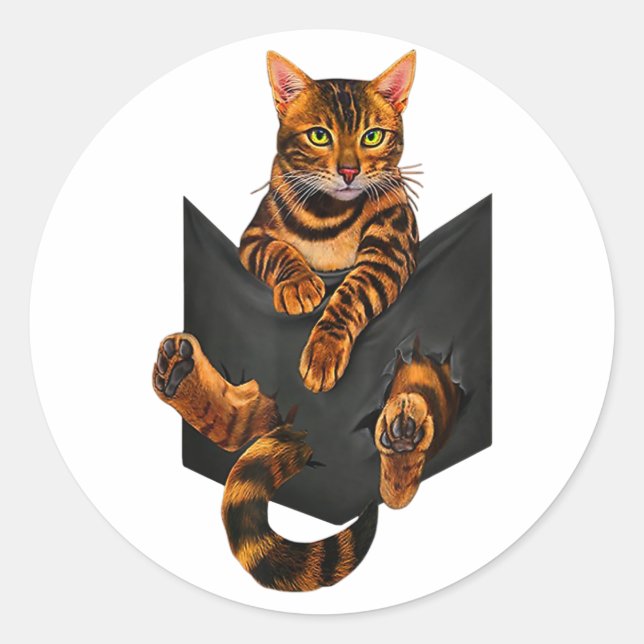 Sticker Rond Bengale Poche d'éponge de chats Bengale Amant de b (Devant)