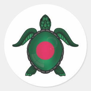 Sticker Rond Bengladesh drapeau de tortue de mer classique rond